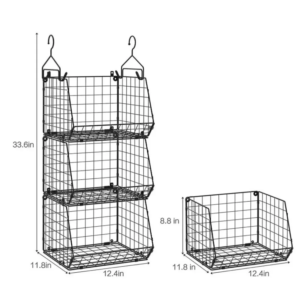 3‑Tier Foldable Stackable Hanging Storage Shelves Mountable Organizer Rack